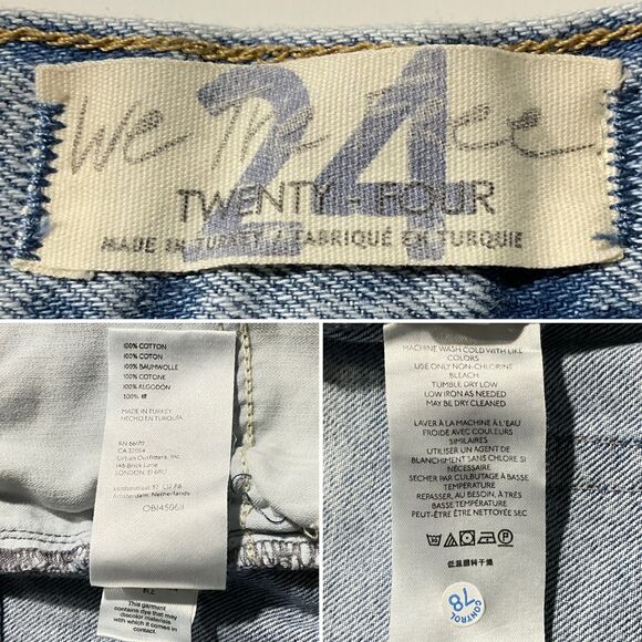 We The Free Shorts Blue Destroyed Button Fly Raw Hem 24 - Picture 5 of 14